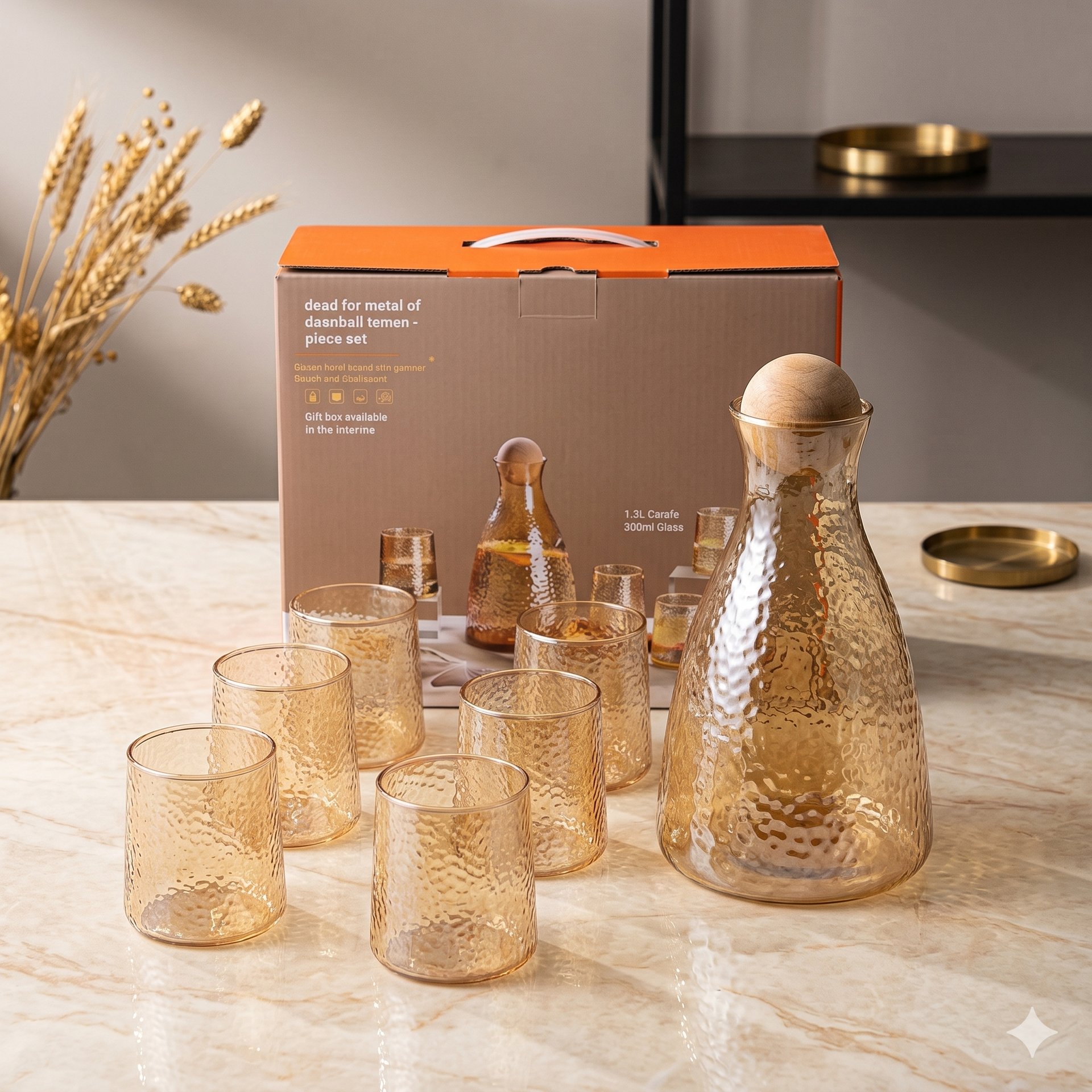 Service Carafe et Verres martelés